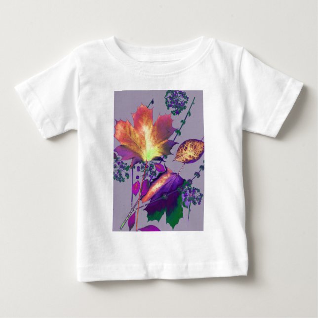 Camiseta Para Bebê Autumn Leaves em Lilac (Frente)