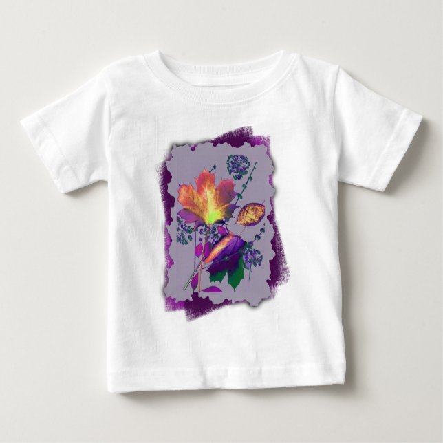 Camiseta Para Bebê Autumn Leaves em Lilac com Roxo (Frente)