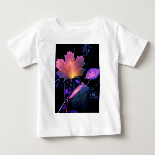 Camiseta Para Bebê Autumn Leaves em Neon (Frente)