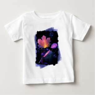 Camiseta Para Bebê Autumn Leaves em Neon e Azul