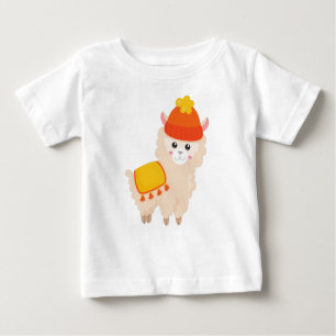 Camiseta Para Bebê Autumn Llama, Cute Llama, Alpaca, Llama Com Chapéu