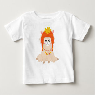 Camiseta Para Bebê Autumn Llama, Cute Llama, Llama Com Chapéu, Alpaca