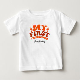 Camiseta Para Bebê Autumn Orange Retro Meu Primeiro Dia de Ação de Gr