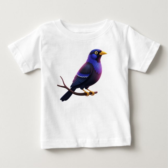 Camiseta Para Bebê Ave Tropical em um Galho (Frente)