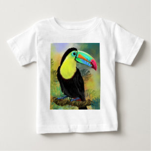 Camiseta Para Bebê Ave Tropical Toco Toucan Exótica - Pintura Migrad