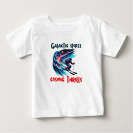 Camiseta Para Bebê Aventura de Esqui Cósmico no Espaço