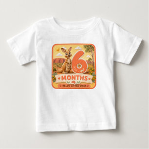 Camiseta Para Bebê Aventura de marco de 6 meses do bebê