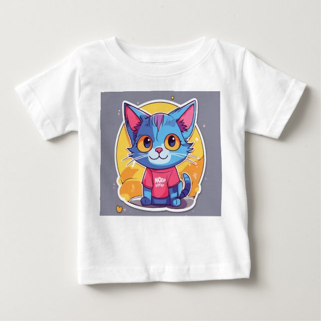 Camiseta Para Bebê "Aventura de Yarn de Kitten" (Frente)