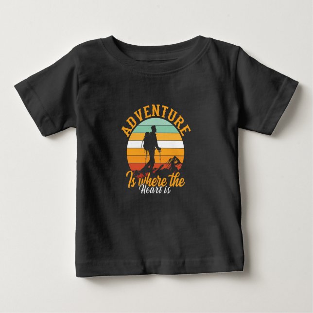 Camiseta Para Bebê Aventura é onde está o coração (Frente)