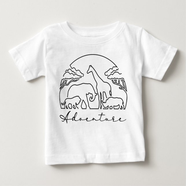 Camiseta Para Bebê Aventura e Safari na África (Frente)
