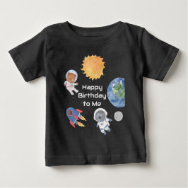 Camiseta Para Bebê Aventura Espacial: Astronautas, Planetas e Animais