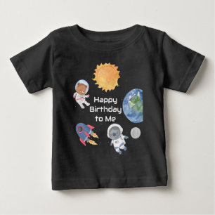 Camiseta Para Bebê Aventura Espacial: Astronautas, Planetas e Animais