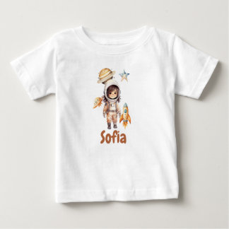 Camiseta Para Bebê Aventura espacial personalizada de astronauta fofa