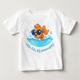 Camiseta Para Bebê Aventura no Mar | Peixes dourados-cegos com óculos