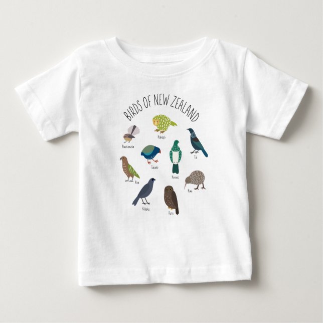 Camiseta Para Bebê Aves da Nova Zelândia Tee (Frente)