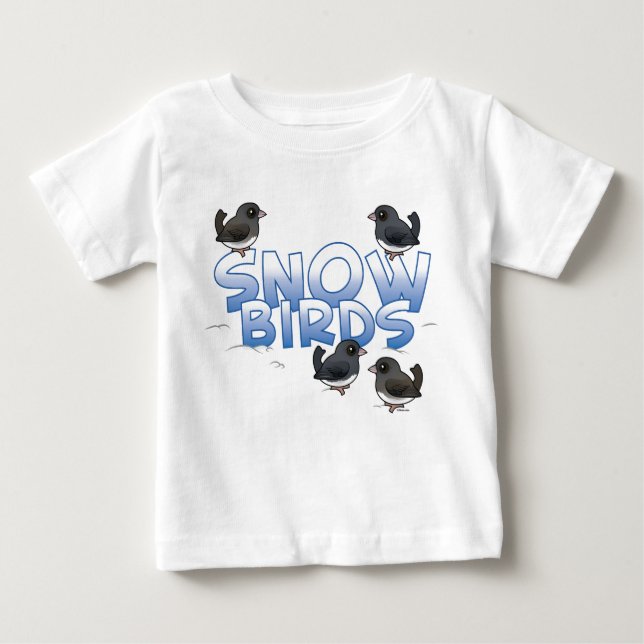 Camiseta Para Bebê Aves de Neve (Frente)
