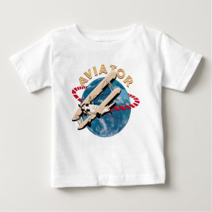 Camiseta Para Bebê Aviador viajando pelo mundo
