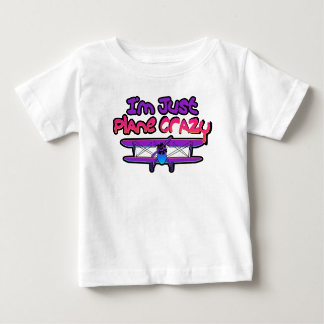 Camiseta Para Bebê Avião Biplano Engraçado (Frente)
