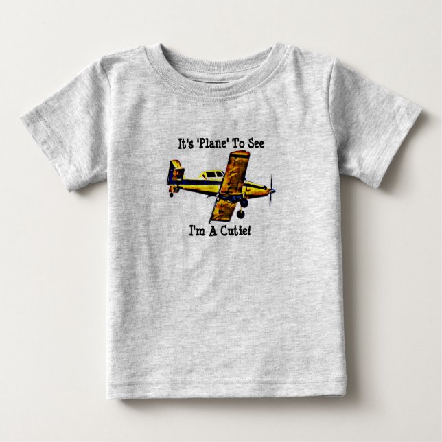 Camiseta Para Bebê Avião, Camisa-Bebê, Camisa-Pun Arte (Frente)