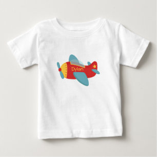 Camiseta Para Bebê Avião de desenho animado colorido e adorável