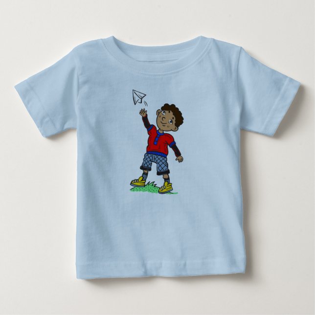 Camiseta Para Bebê Avião de papel voador (Frente)