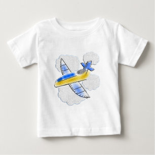 Camiseta Para Bebê Avião Jet nas nuvens