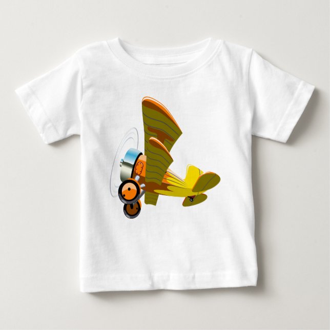 Camiseta Para Bebê Avião retrógrado de animação (Frente)