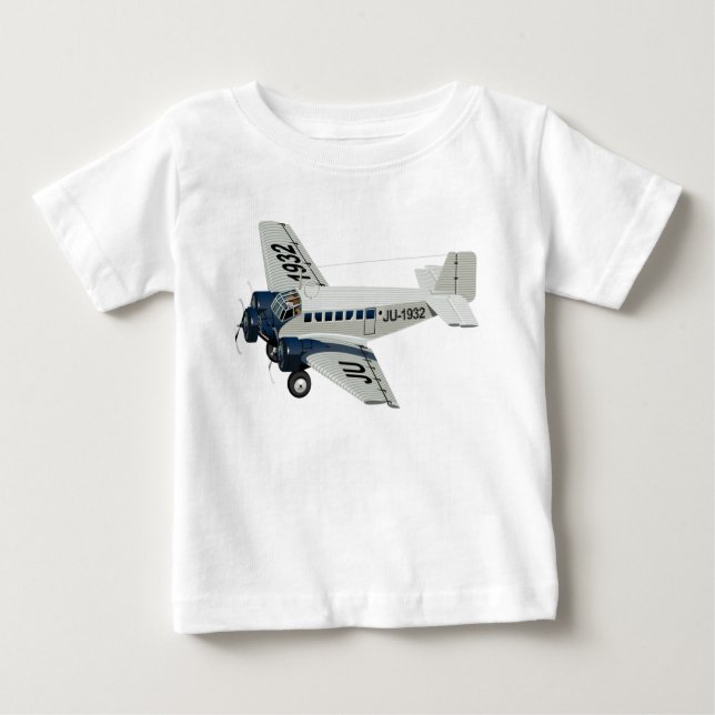 Camiseta Para Bebê Avião retrógrado de desenho animado (Frente)