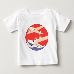 Camiseta Para Bebê Avião Voando Vintage WPA Colorido