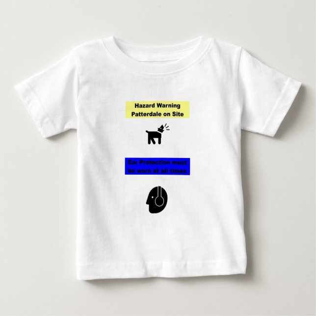 Camiseta Para Bebê Aviso do perigo de Patterdale Terrier! (Frente)