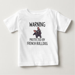 Camiseta Para Bebê Aviso protegido por buldogue francês