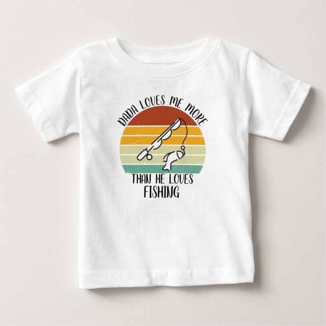 Camiseta Para Bebê Avô Ama-Me Mais Do Que Ama Pescar (Frente)