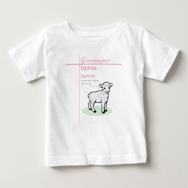 Camiseta Para Bebê Avô Baptism Lâmpada Rosa Personalizada (Frente)