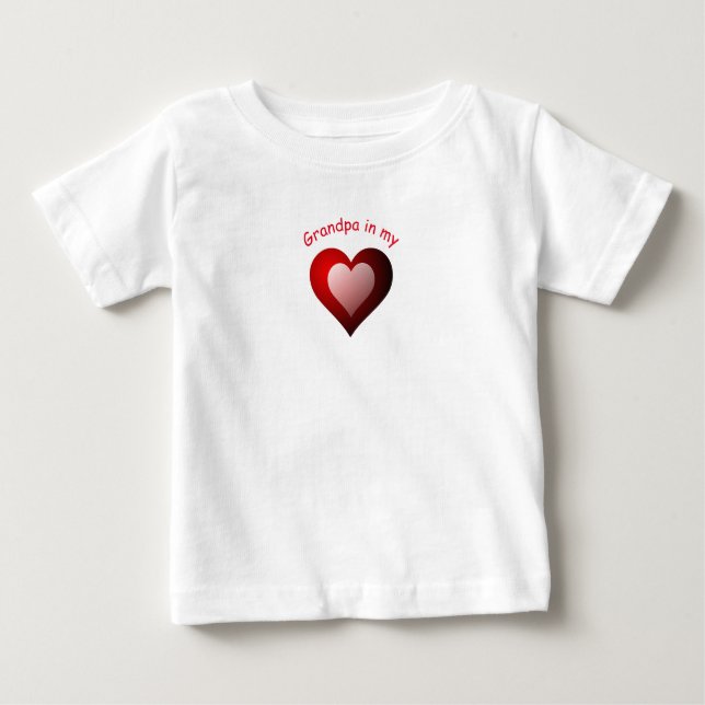 Camiseta Para Bebê Avô personalizado em meu coração (Frente)