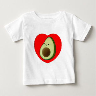 Camiseta Para Bebê Avocado Bonito No Coração Vermelho