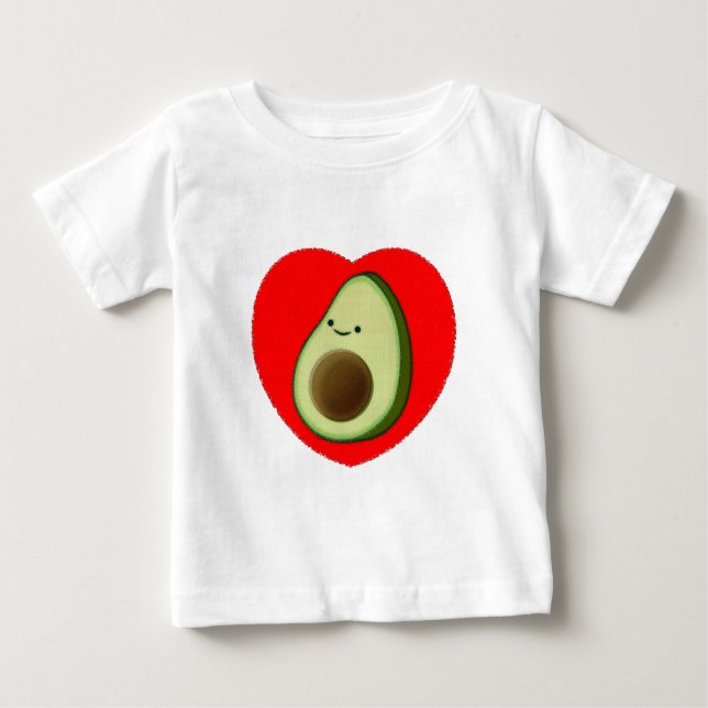 Camiseta Para Bebê Avocado Bonito No Coração Vermelho (Frente)