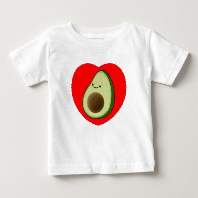 Camiseta Para Bebê Avocado Bonito No Coração Vermelho (Frente)