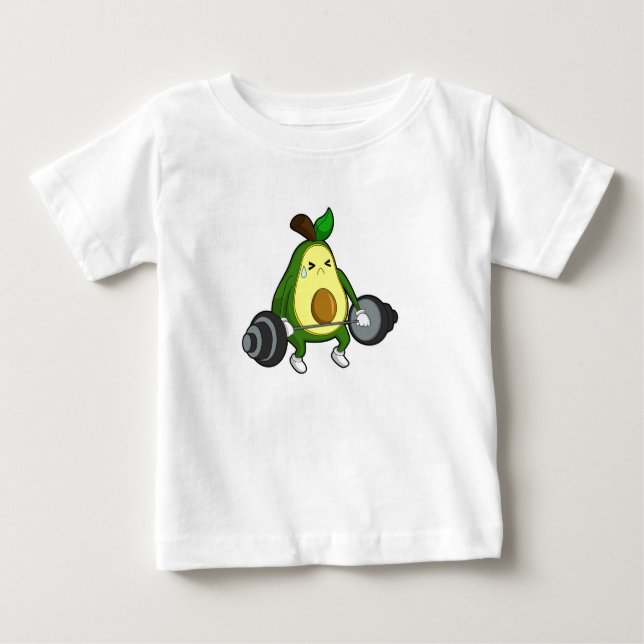 Camiseta Para Bebê Avocado na Malhação com Barbell (Frente)