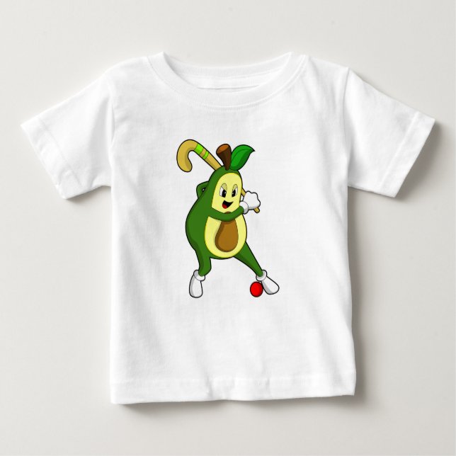 Camiseta Para Bebê Avocado no Hockey com taco de Hóquei (Frente)