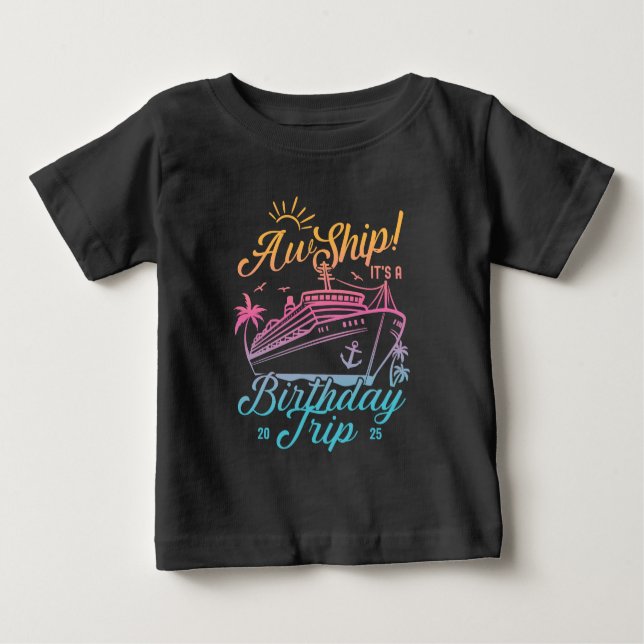 Camiseta Para Bebê Aw Ship Custom Birthday Cruise Group Combinação (Frente)