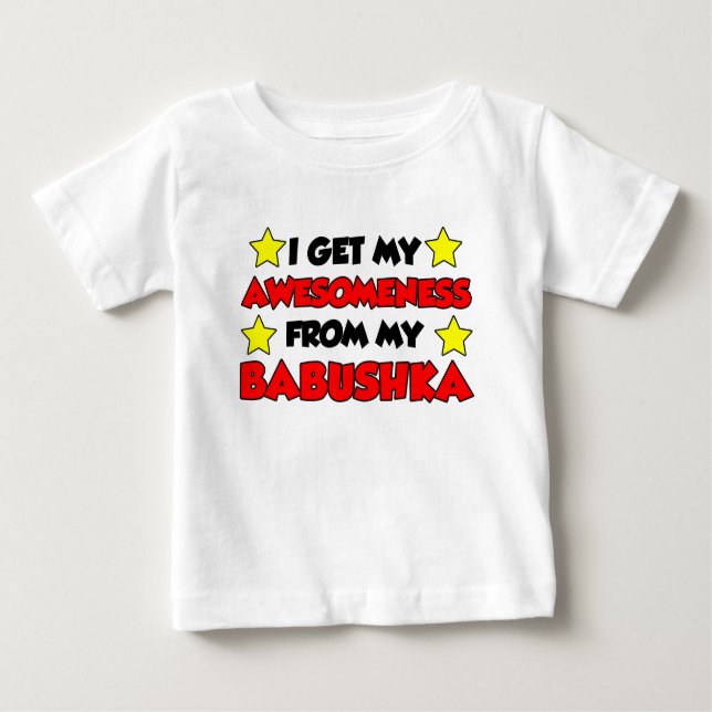 Camiseta Para Bebê Awesomeness de Babushka (Frente)