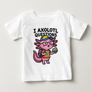 Camiseta Para Bebê Axolote Nerd Sarcástico Eu Faço Perguntas de Axolo