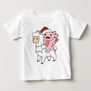 Camiseta Para Bebê Axolotl Llama Alpaca Animais de inverno