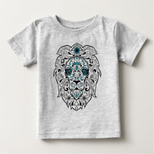 Camiseta Para Bebê Azul Azul Azul-Lion Preto