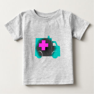 Camiseta Para Bebê azul cruz ambulância enfermeira emt médico médico
