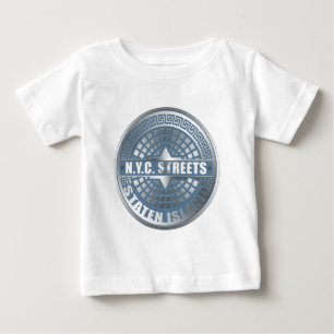 Camiseta Para Bebê Azul da ilha Staten Manhole