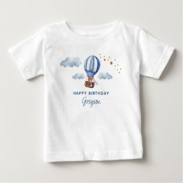 Camiseta Para Bebê Azul de aniversário do Urso de Teddy