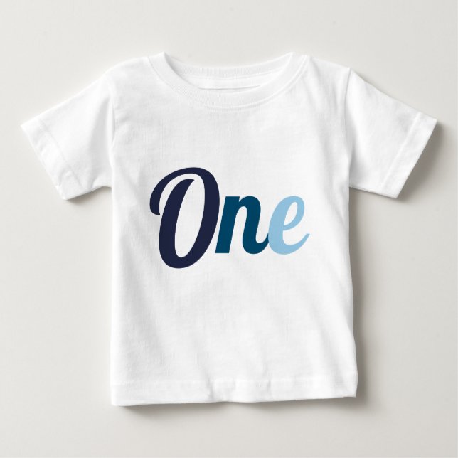 Camiseta Para Bebê Azul de Primeiro Aniversário (Frente)