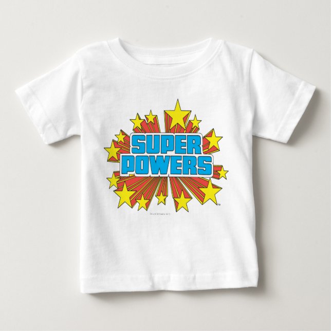 Camiseta Para Bebê Azul do logotipo Super Powers™ (Frente)
