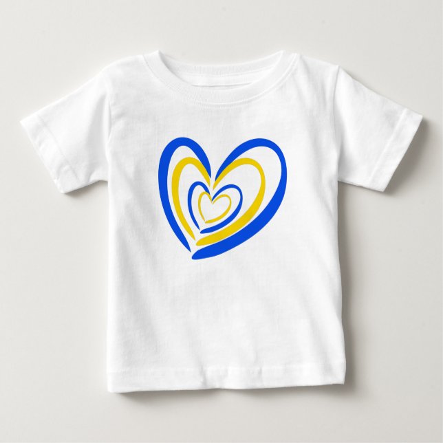 Camiseta Para Bebê Azul e Amarelo Ucrânia Inspiração Sem guerra de Pa (Frente)